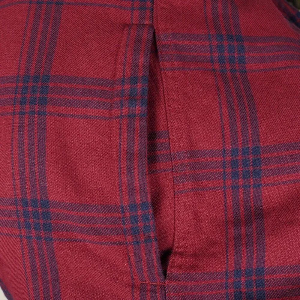 LL Bean Primaloft Lined Shirt Mens Medium Burgundy Plaid Quilted Jacket 298234